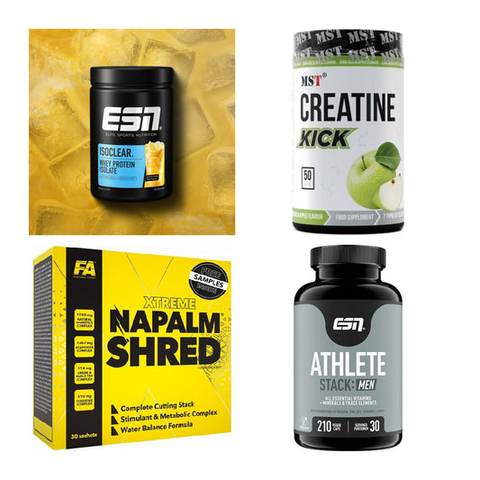 Wettkampfvorbereitung: ESN ISOCLEAR + MST Creatine + 2 weitere – alle enthaltenen Artikel