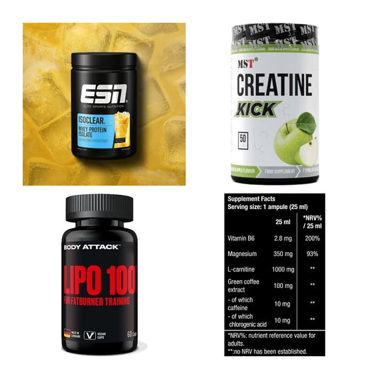 Wettkampfvorbereitung: ESN ISOCLEAR + MST Creatine + 2 weitere – alle enthaltenen Artikel