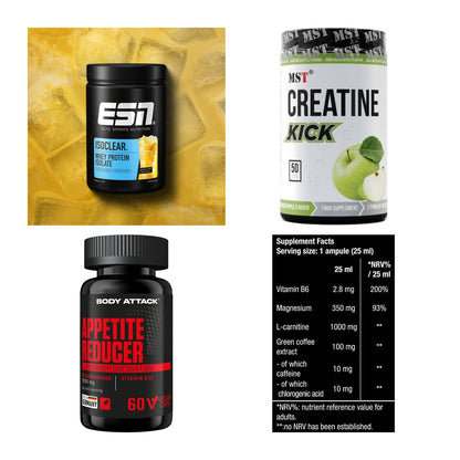 Wettkampfvorbereitung: ESN ISOCLEAR + MST Creatine + 2 weitere – alle enthaltenen Artikel