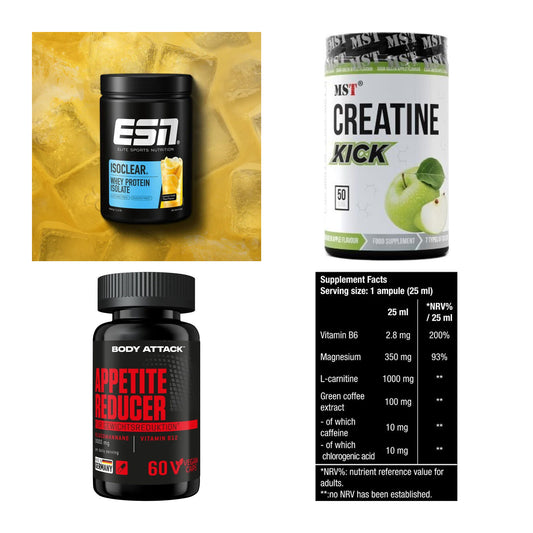 Wettkampfvorbereitung: ESN ISOCLEAR + MST Creatine + 2 weitere – alle enthaltenen Artikel