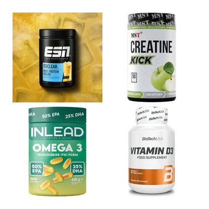 Wettkampfvorbereitung: ESN ISOCLEAR + MST Creatine + 2 weitere – alle enthaltenen Artikel