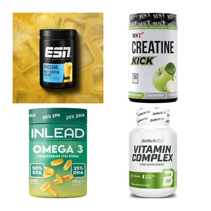 Wettkampfvorbereitung: ESN ISOCLEAR + MST Creatine + 2 weitere – alle enthaltenen Artikel