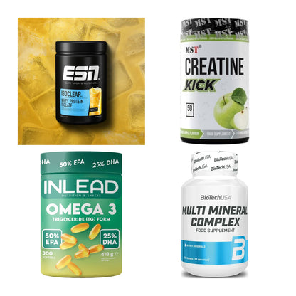 Wettkampfvorbereitung: ESN ISOCLEAR + MST Creatine + 2 weitere – alle enthaltenen Artikel