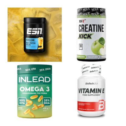 Wettkampfvorbereitung: ESN ISOCLEAR + MST Creatine + 2 weitere – alle enthaltenen Artikel