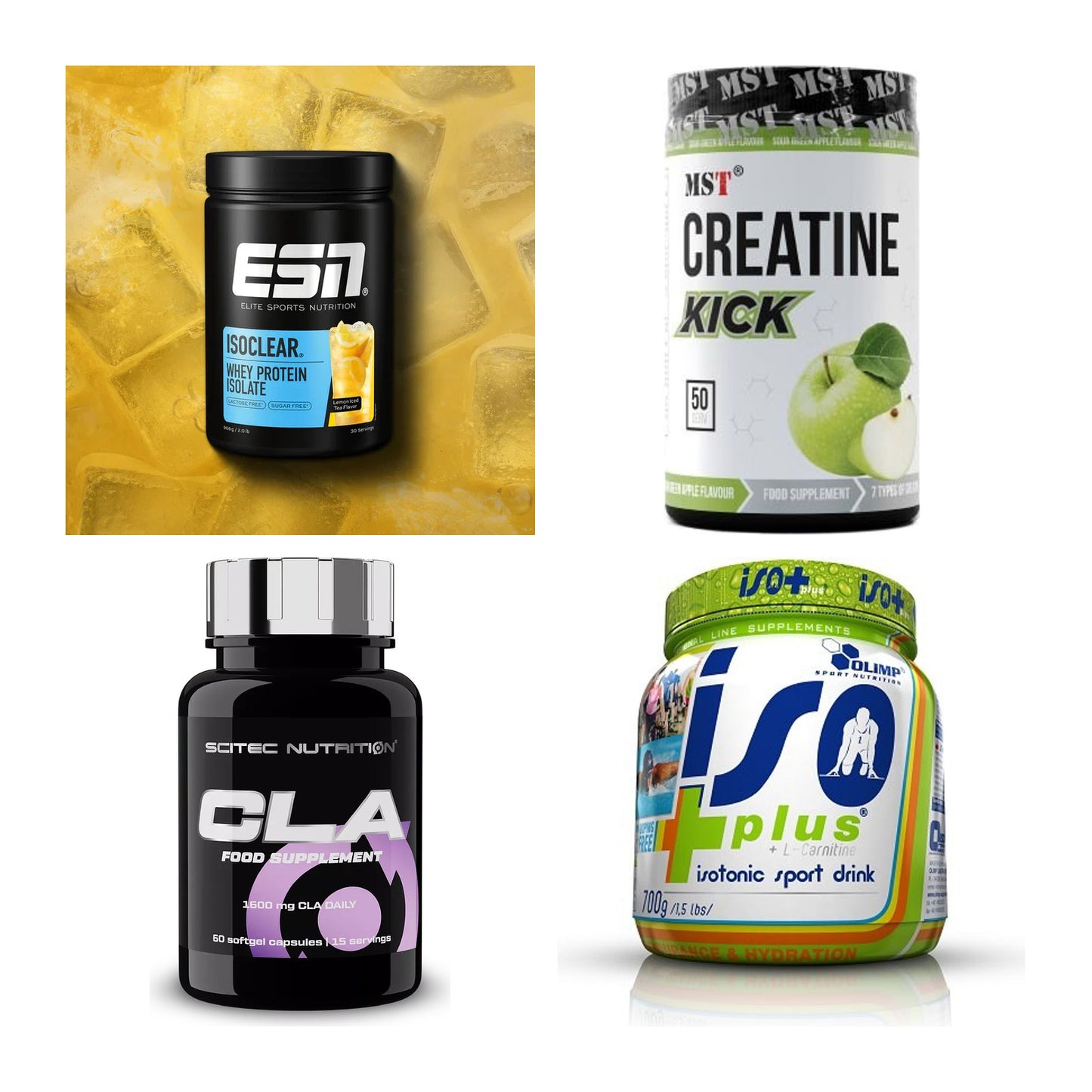 Wettkampfvorbereitung: ESN ISOCLEAR + MST Creatine + 2 weitere – alle enthaltenen Artikel