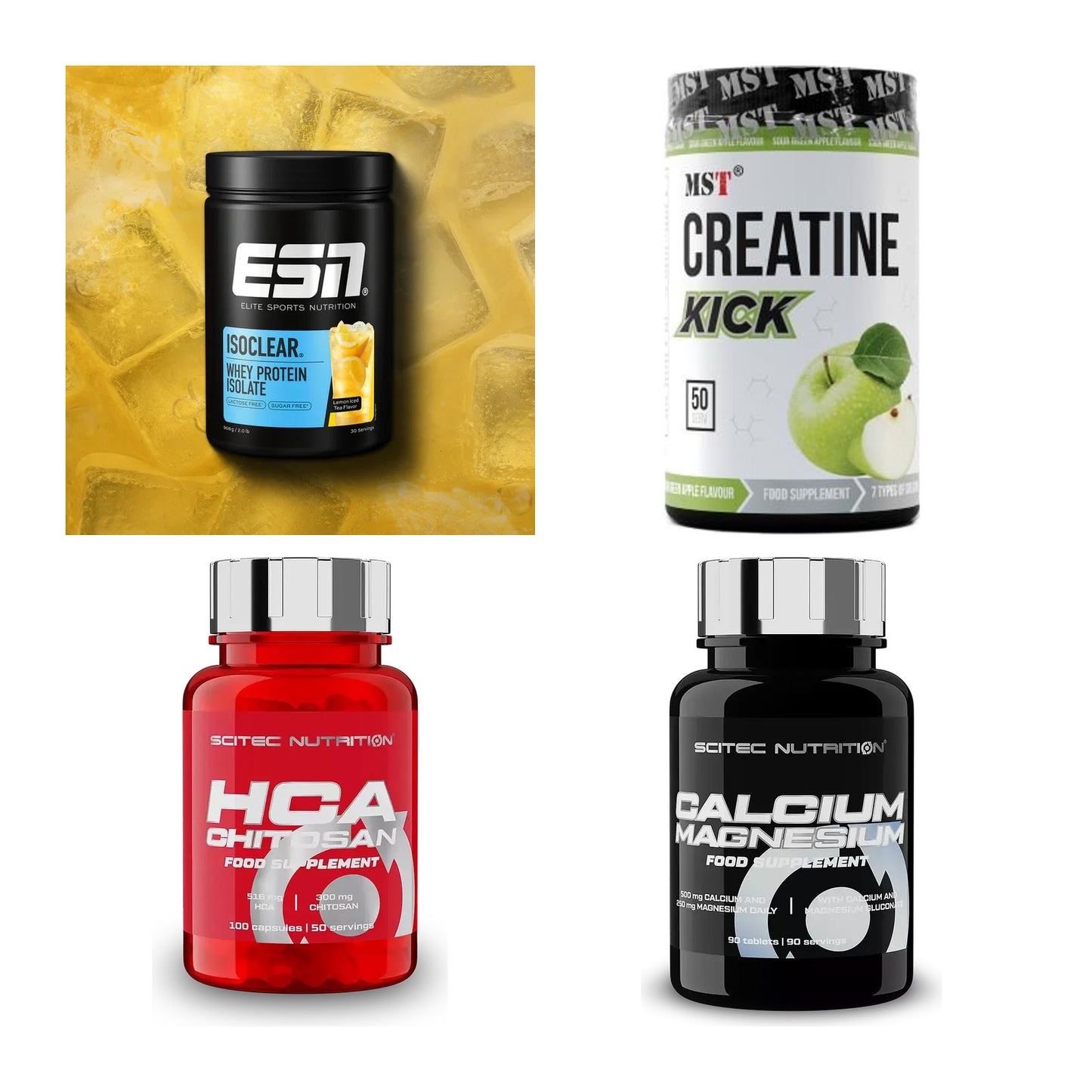 Wettkampfvorbereitung: ESN ISOCLEAR + MST Creatine + 2 weitere – alle enthaltenen Artikel