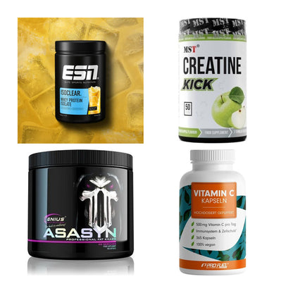 Wettkampfvorbereitung: ESN ISOCLEAR + MST Creatine + 2 weitere – alle enthaltenen Artikel