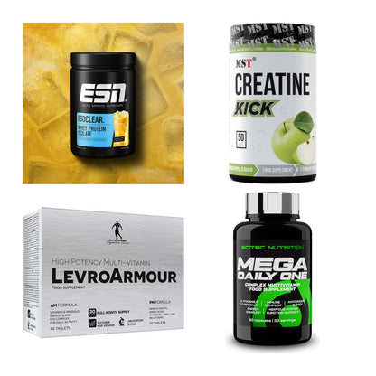 Wettkampfvorbereitung: ESN ISOCLEAR + MST Creatine + 2 weitere – alle enthaltenen Artikel