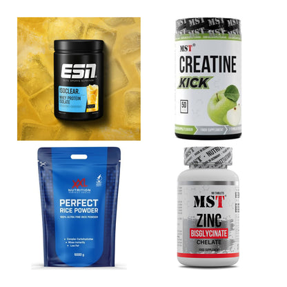 Wettkampfvorbereitung: ESN ISOCLEAR + MST Creatine + 2 weitere – alle enthaltenen Artikel