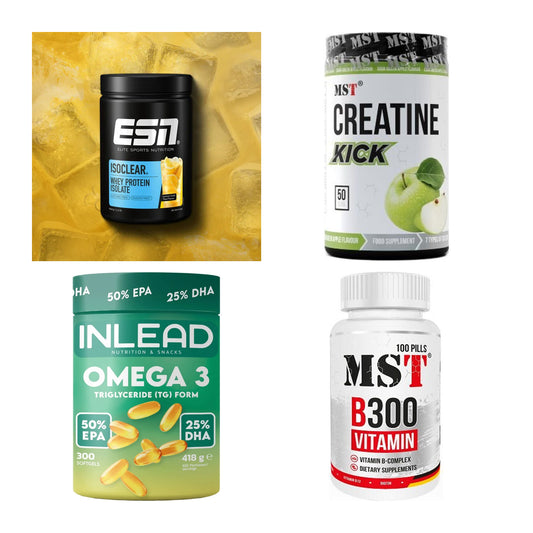 Wettkampfvorbereitung: ESN ISOCLEAR + MST Creatine + 2 weitere – alle enthaltenen Artikel