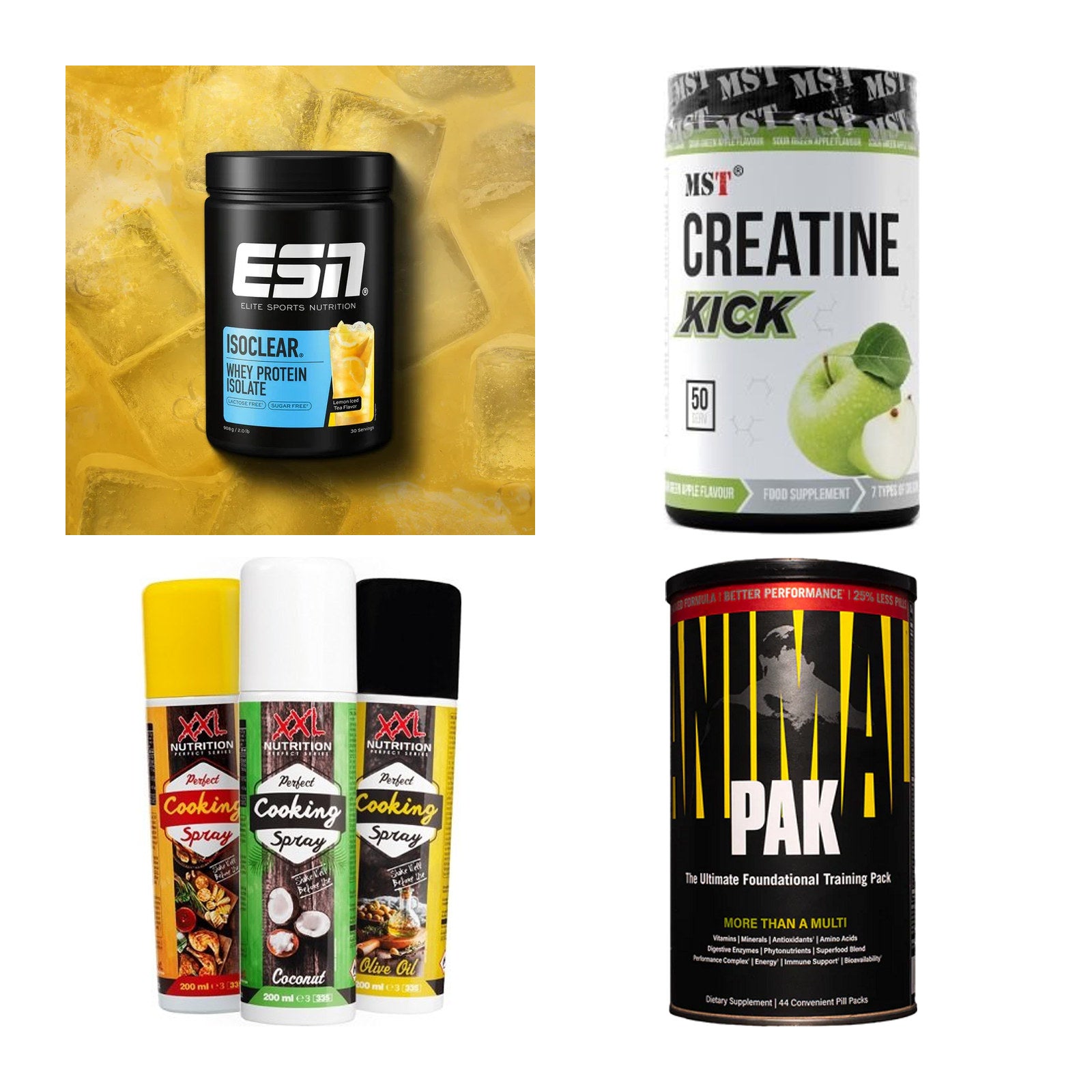 Wettkampfvorbereitung: ESN ISOCLEAR + MST Creatine + 2 weitere – alle enthaltenen Artikel