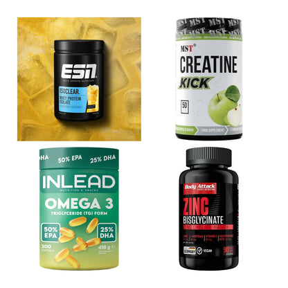 Wettkampfvorbereitung: ESN ISOCLEAR + MST Creatine + 2 weitere – alle enthaltenen Artikel