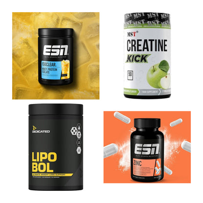 Wettkampfvorbereitung: ESN ISOCLEAR + MST Creatine + 2 weitere – alle enthaltenen Artikel