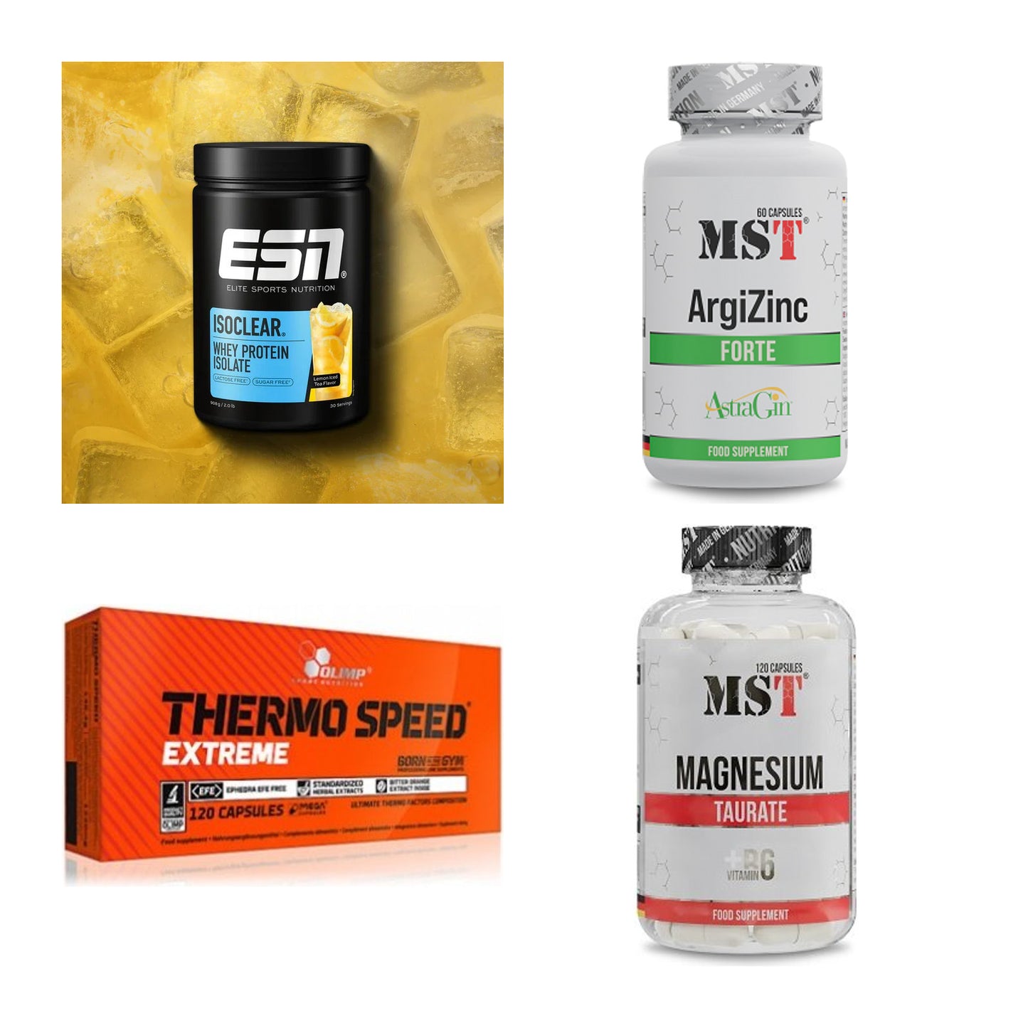 Wettkampfvorbereitung: ESN ISOCLEAR + MST ArgiZinc + 2 weitere – alle enthaltenen Artikel