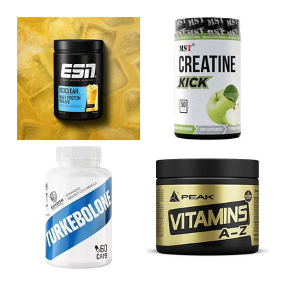 Wettkampfvorbereitung: ESN ISOCLEAR + MST Creatine + 2 weitere – alle enthaltenen Artikel