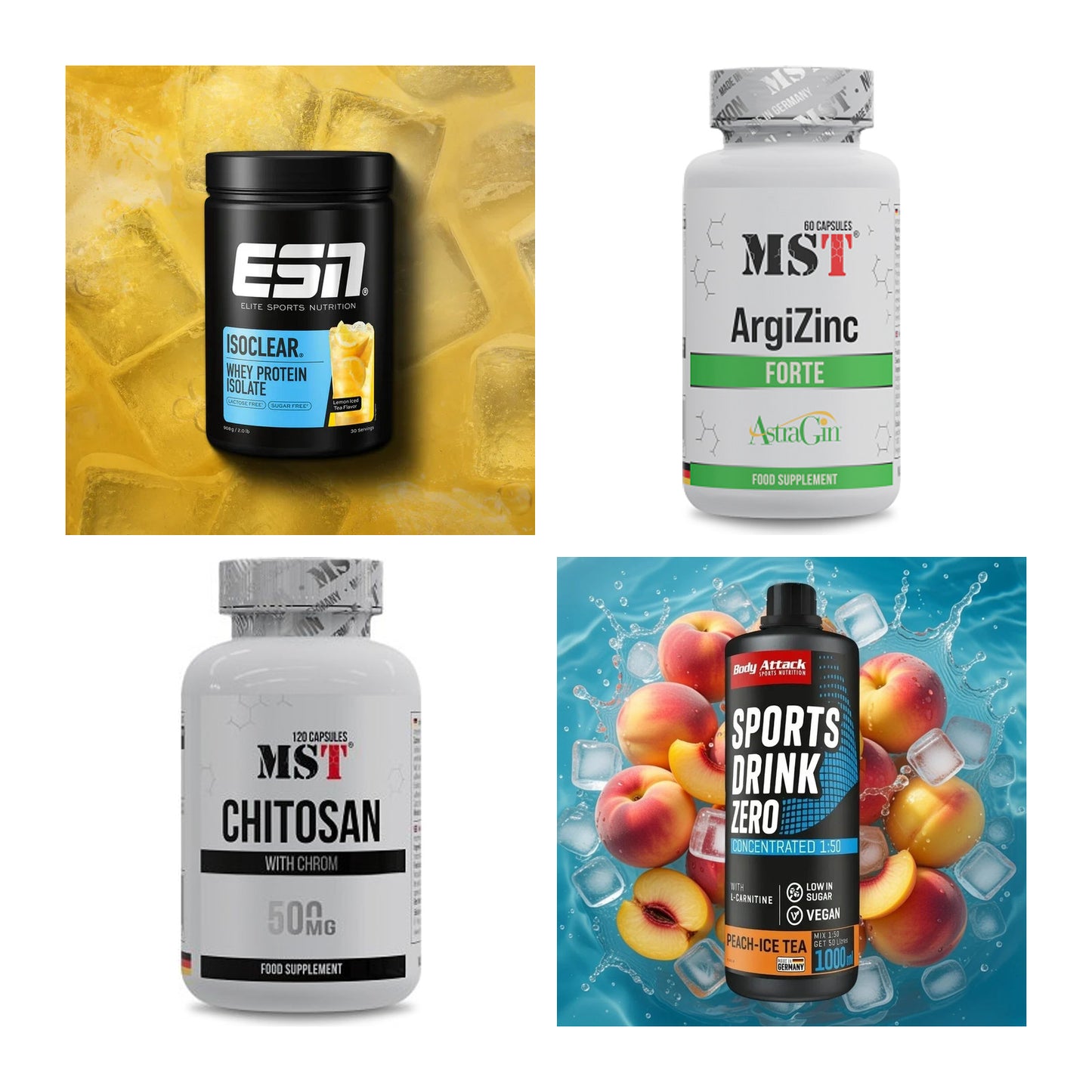 Wettkampfvorbereitung: ESN ISOCLEAR + MST ArgiZinc + 2 weitere – alle enthaltenen Artikel