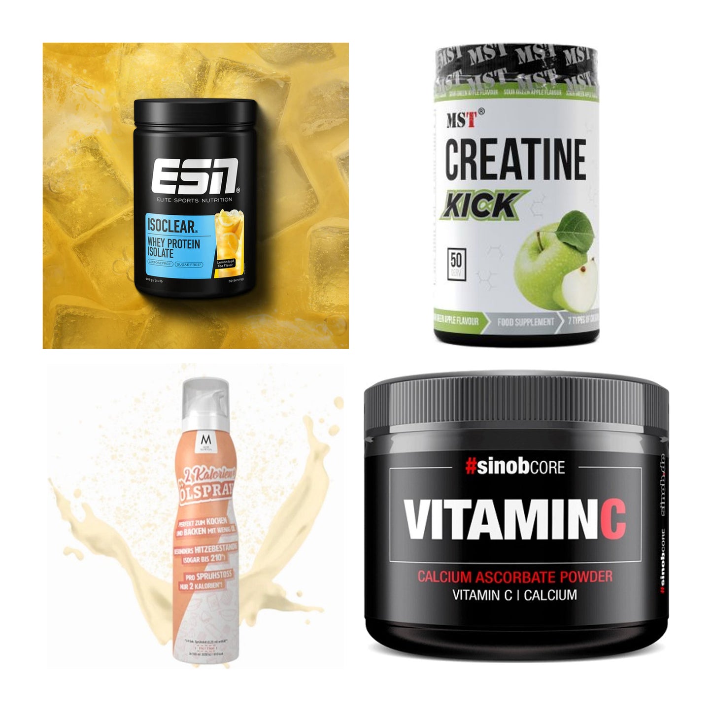 Wettkampfvorbereitung: ESN ISOCLEAR + MST Creatine + 2 weitere – alle enthaltenen Artikel