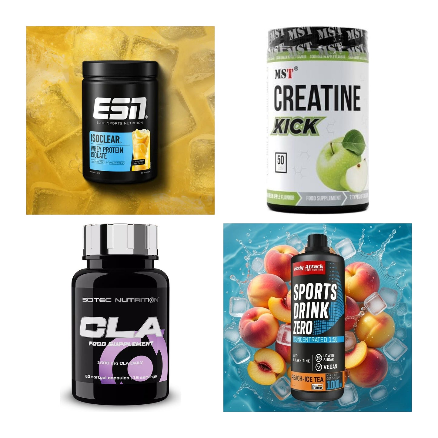Wettkampfvorbereitung: ESN ISOCLEAR + MST Creatine + 2 weitere – alle enthaltenen Artikel