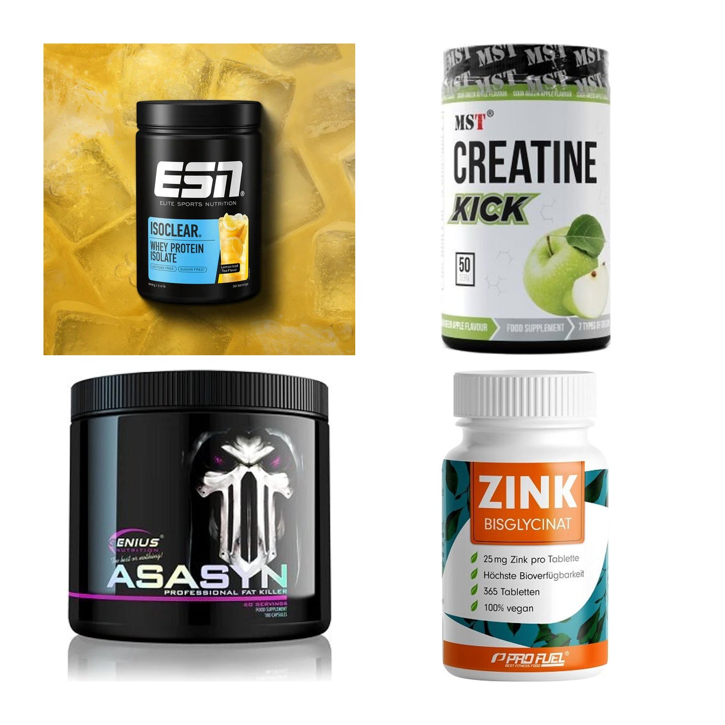 Wettkampfvorbereitung: ESN ISOCLEAR + MST Creatine + 2 weitere – alle enthaltenen Artikel