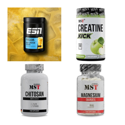 Wettkampfvorbereitung: ESN ISOCLEAR + MST Creatine + 2 weitere – alle enthaltenen Artikel