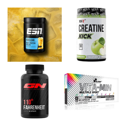 Wettkampfvorbereitung: ESN ISOCLEAR + MST Creatine + 2 weitere – alle enthaltenen Artikel