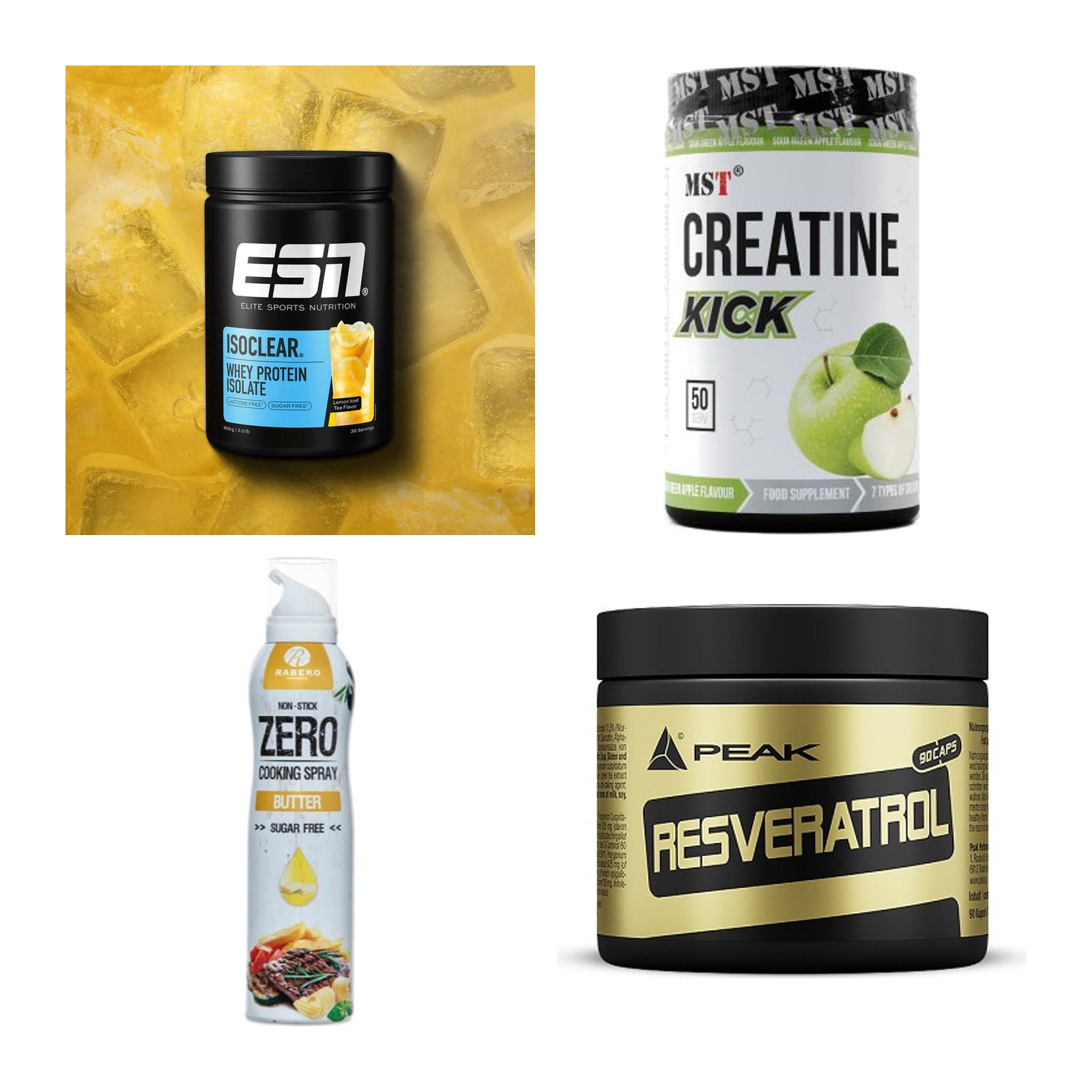 Wettkampfvorbereitung: ESN ISOCLEAR + MST Creatine + 2 weitere – alle enthaltenen Artikel