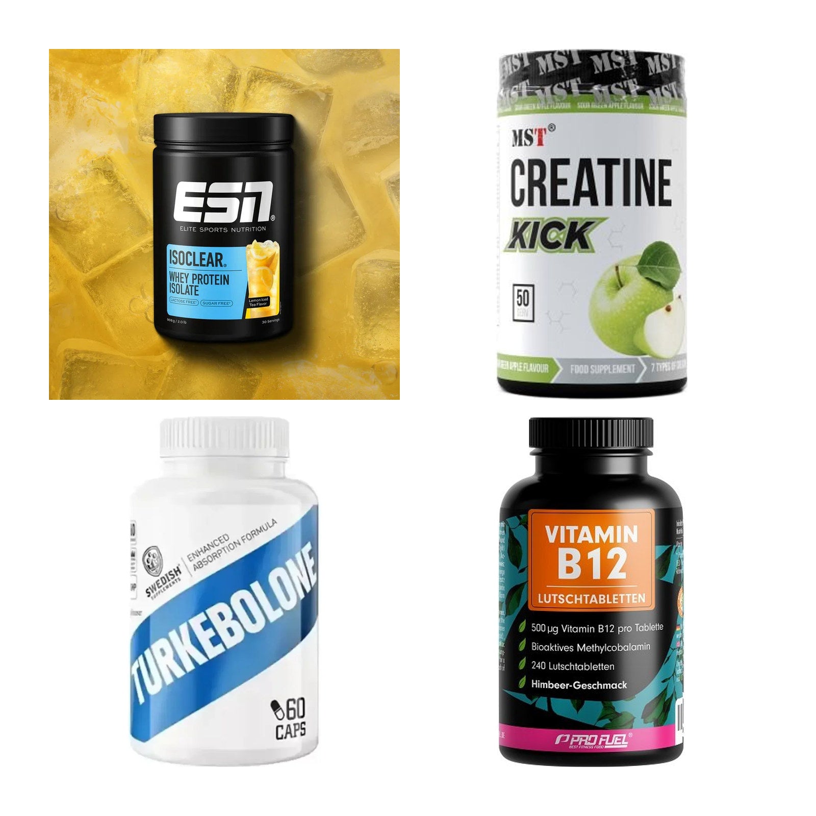 Wettkampfvorbereitung: ESN ISOCLEAR + MST Creatine + 2 weitere – alle enthaltenen Artikel