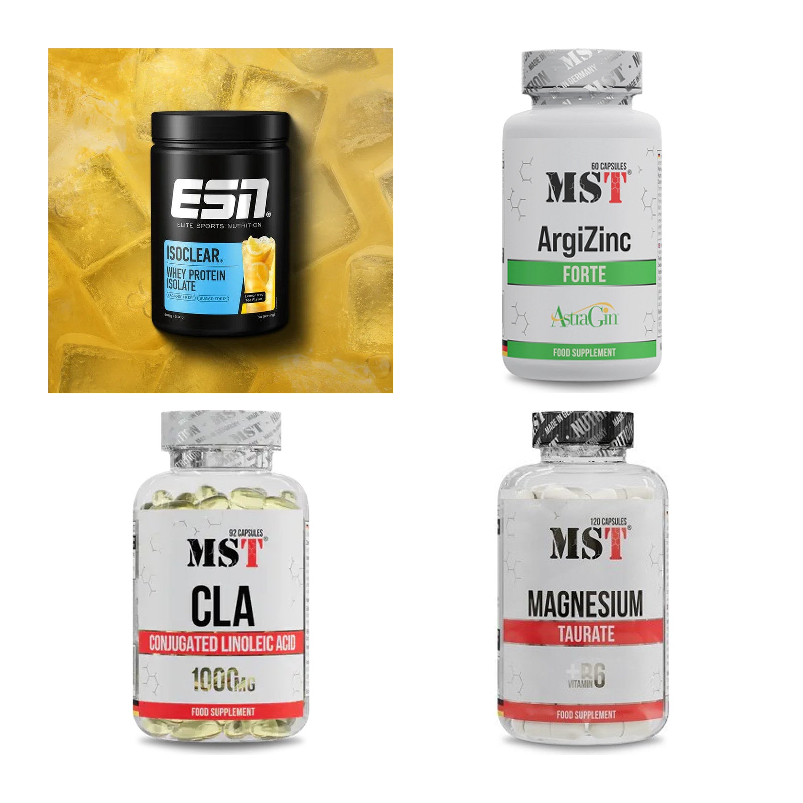 Wettkampfvorbereitung: ESN ISOCLEAR + MST ArgiZinc + 2 weitere – alle enthaltenen Artikel