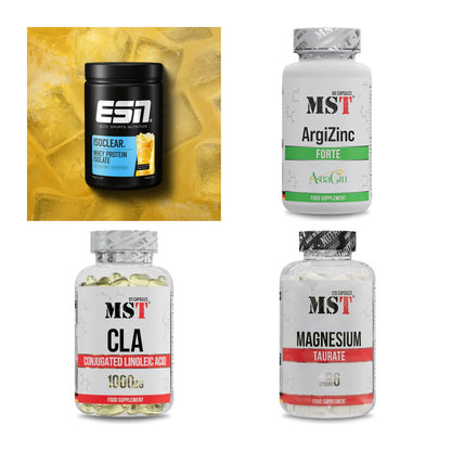 Wettkampfvorbereitung: ESN ISOCLEAR + MST ArgiZinc + 2 weitere – alle enthaltenen Artikel
