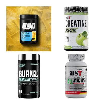 Wettkampfvorbereitung: ESN ISOCLEAR + MST Creatine + 2 weitere – alle enthaltenen Artikel