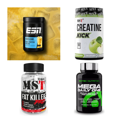 Wettkampfvorbereitung: ESN ISOCLEAR + MST Creatine + 2 weitere – alle enthaltenen Artikel