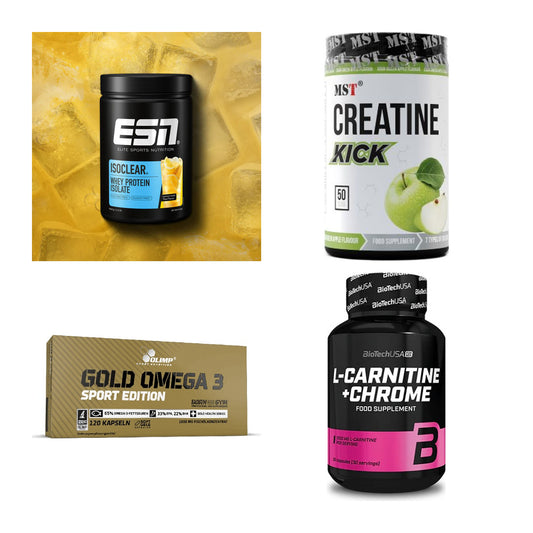 Wettkampfvorbereitung: ESN ISOCLEAR + MST Creatine + 2 weitere – alle enthaltenen Artikel