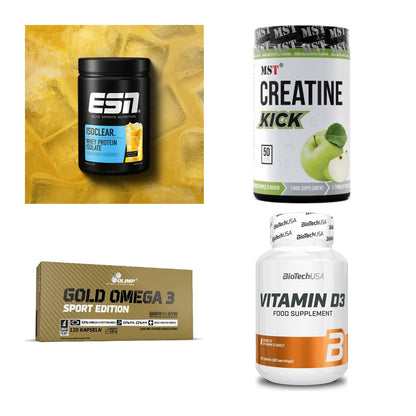 Wettkampfvorbereitung: ESN ISOCLEAR + MST Creatine + 2 weitere – alle enthaltenen Artikel