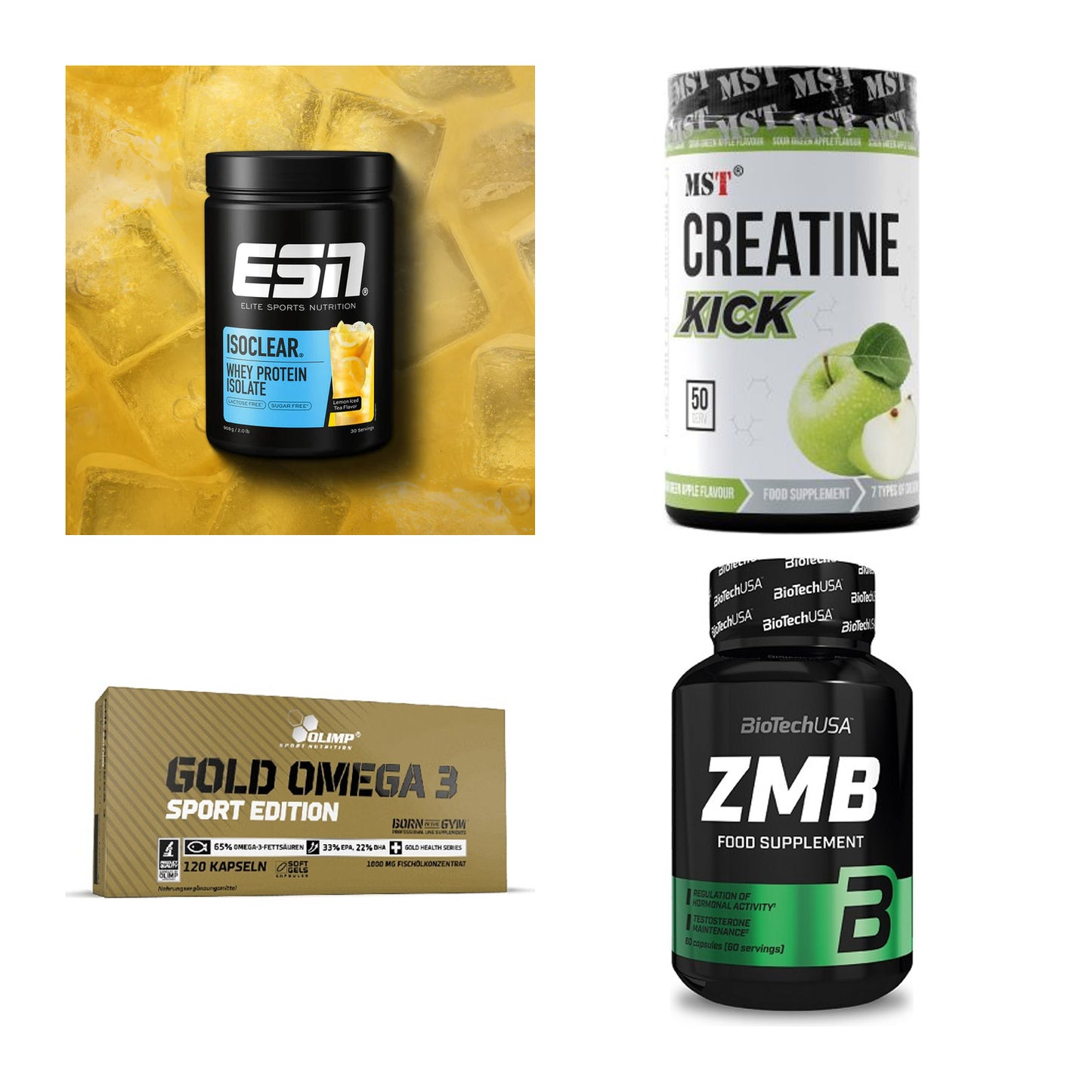 Wettkampfvorbereitung: ESN ISOCLEAR + MST Creatine + 2 weitere – alle enthaltenen Artikel