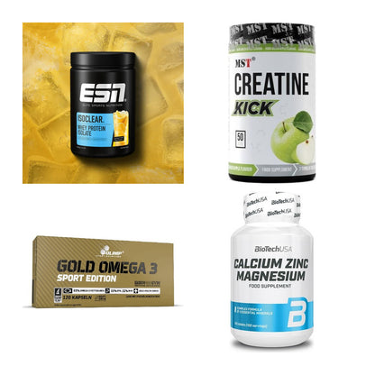 Wettkampfvorbereitung: ESN ISOCLEAR + MST Creatine + 2 weitere – alle enthaltenen Artikel