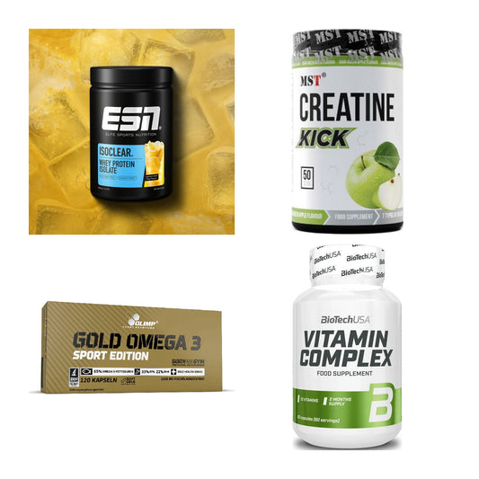 Wettkampfvorbereitung: ESN ISOCLEAR + MST Creatine + 2 weitere – alle enthaltenen Artikel