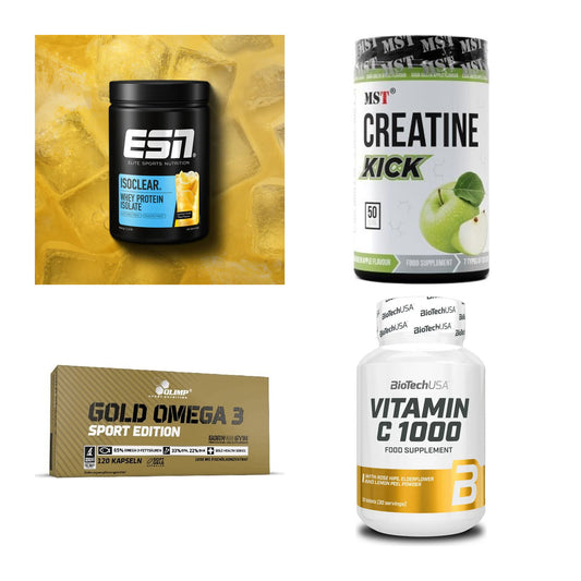 Wettkampfvorbereitung: ESN ISOCLEAR + MST Creatine + 2 weitere – alle enthaltenen Artikel
