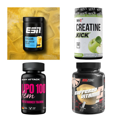 Wettkampfvorbereitung: ESN ISOCLEAR + MST Creatine + 2 weitere – alle enthaltenen Artikel