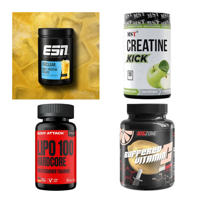 Wettkampfvorbereitung: ESN ISOCLEAR + MST Creatine + 2 weitere – alle enthaltenen Artikel