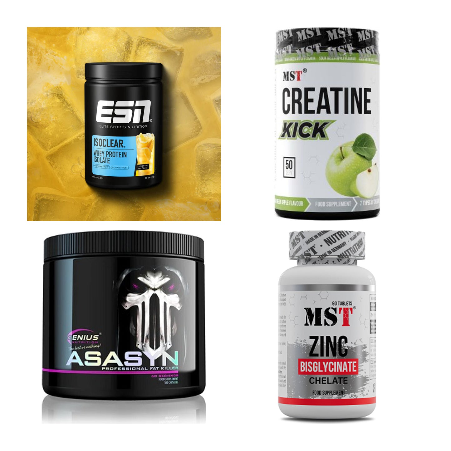 Wettkampfvorbereitung: ESN ISOCLEAR + MST Creatine + 2 weitere – alle enthaltenen Artikel