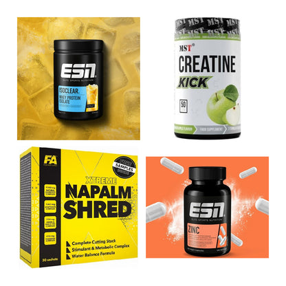 Wettkampfvorbereitung: ESN ISOCLEAR + MST Creatine + 2 weitere – alle enthaltenen Artikel