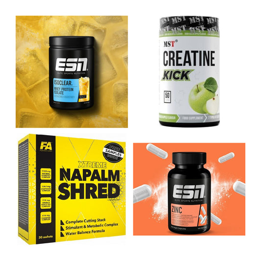 Wettkampfvorbereitung: ESN ISOCLEAR + MST Creatine + 2 weitere – alle enthaltenen Artikel