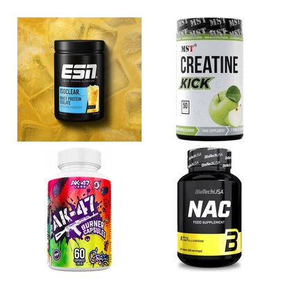 Wettkampfvorbereitung: ESN ISOCLEAR + MST Creatine + 2 weitere – alle enthaltenen Artikel