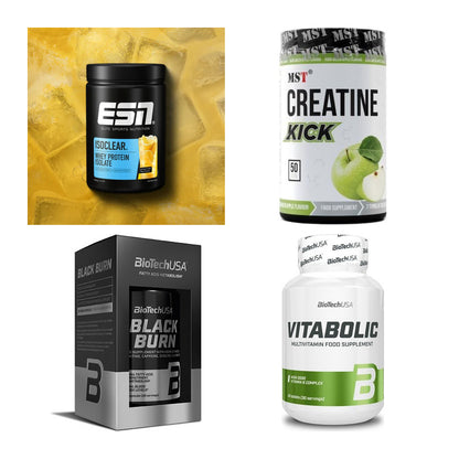 Wettkampfvorbereitung: ESN ISOCLEAR + MST Creatine + 2 weitere – alle enthaltenen Artikel