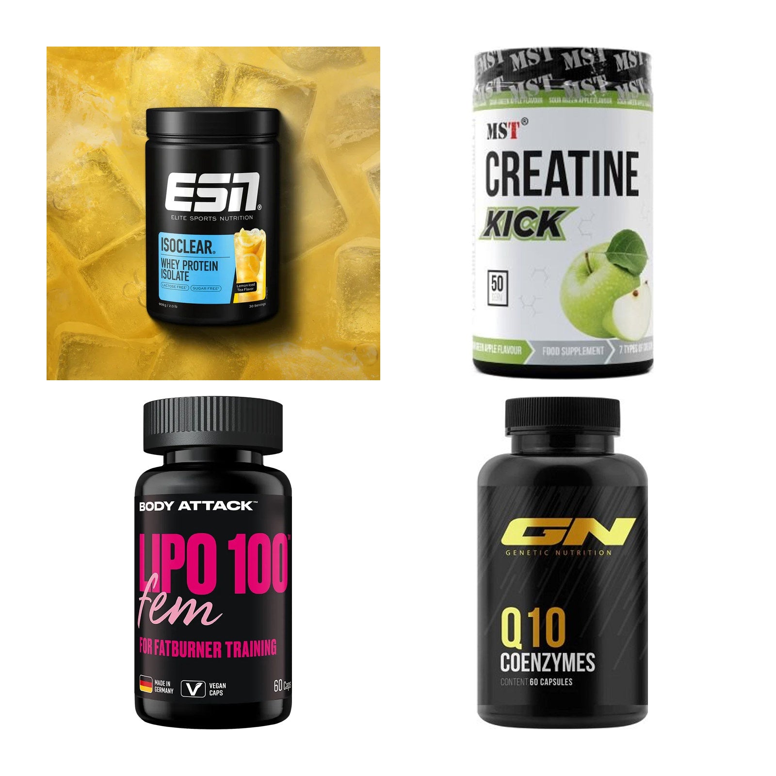 Wettkampfvorbereitung: ESN ISOCLEAR + MST Creatine + 2 weitere – alle enthaltenen Artikel