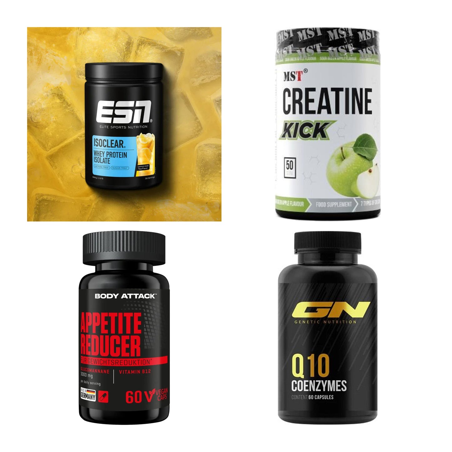 Wettkampfvorbereitung: ESN ISOCLEAR + MST Creatine + 2 weitere – alle enthaltenen Artikel