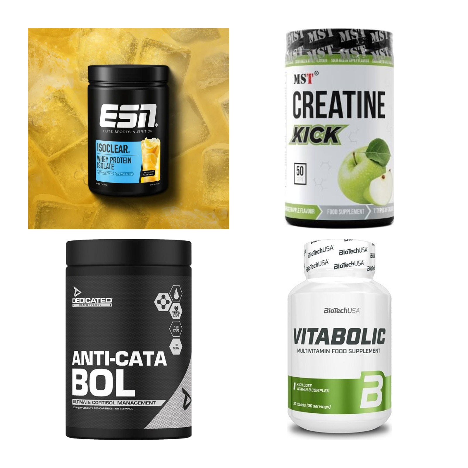 Wettkampfvorbereitung: ESN ISOCLEAR + MST Creatine + 2 weitere – alle enthaltenen Artikel