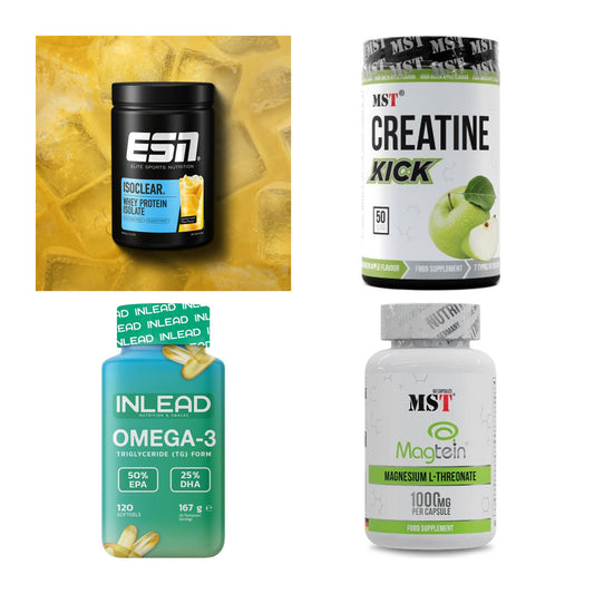 Wettkampfvorbereitung: ESN ISOCLEAR + MST Creatine + 2 weitere – alle enthaltenen Artikel