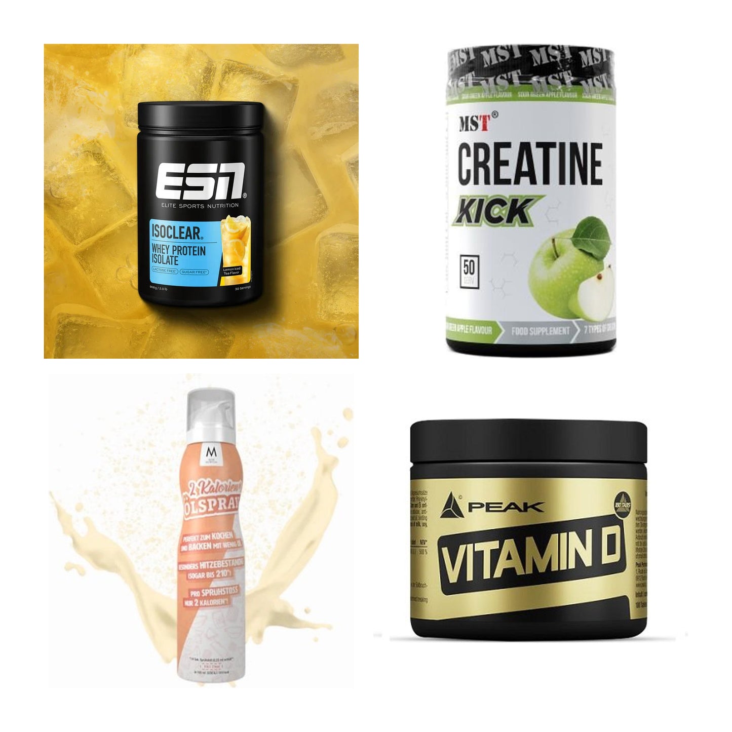 Wettkampfvorbereitung: ESN ISOCLEAR + MST Creatine + 2 weitere – alle enthaltenen Artikel