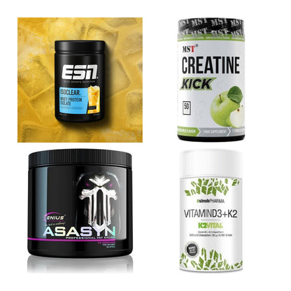 Wettkampfvorbereitung: ESN ISOCLEAR + MST Creatine + 2 weitere – alle enthaltenen Artikel